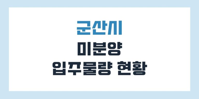군산 미분양 아파트 현황 악성은 남아 있긴 하지만