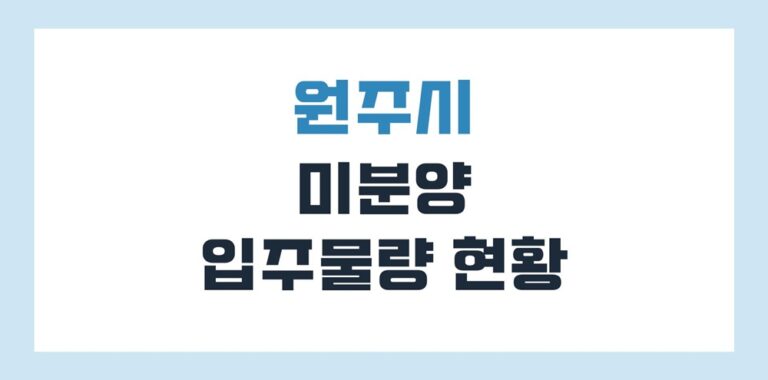 원주 미분양 아파트 현황과 향후 입주물량(2025년 6월 기준)